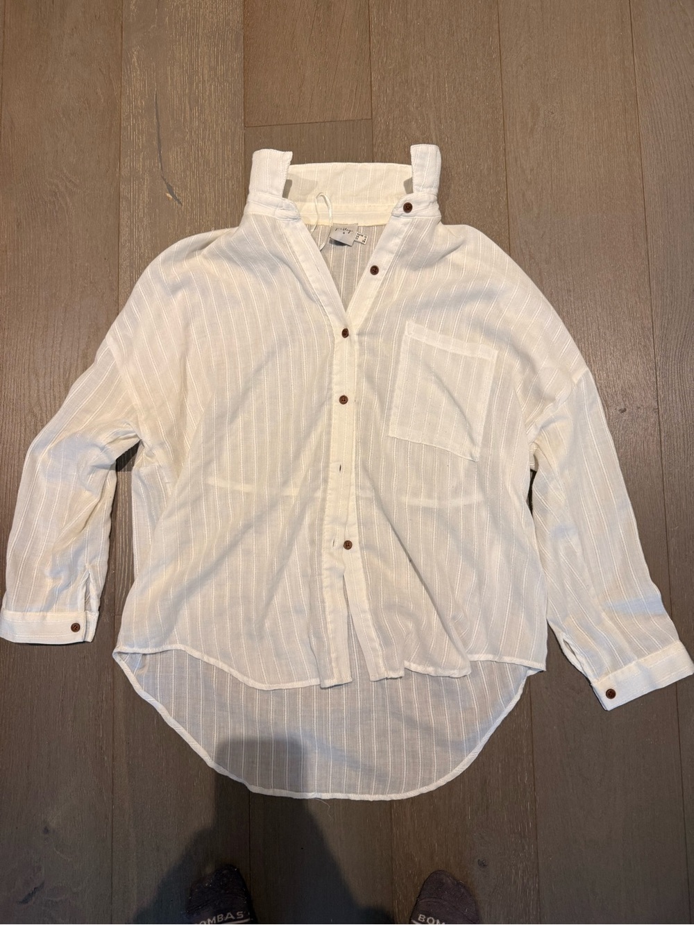 Lightweight Cream Striped Men's Button-Up Shirt